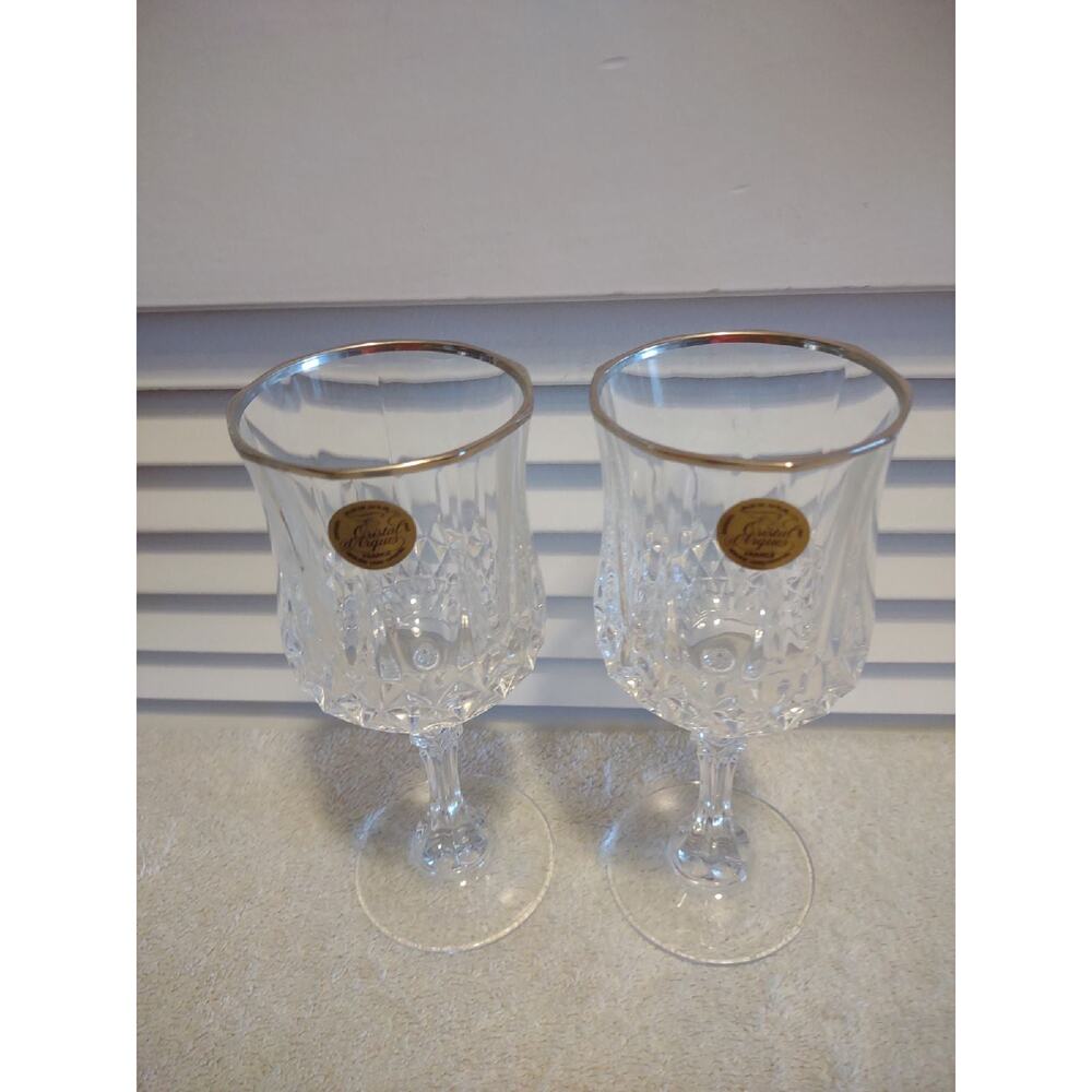 Cristal d'Arques lead crystal Longchamp red wine glasses goblets vintage